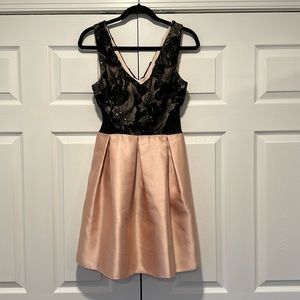 Cocktail dress blush and black sequin and embroidered